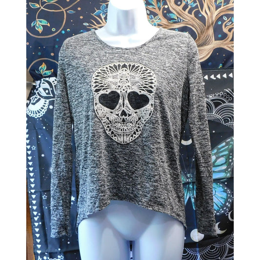 Aeropostale Y2K Gothic Skull Long Sleeve Shirt