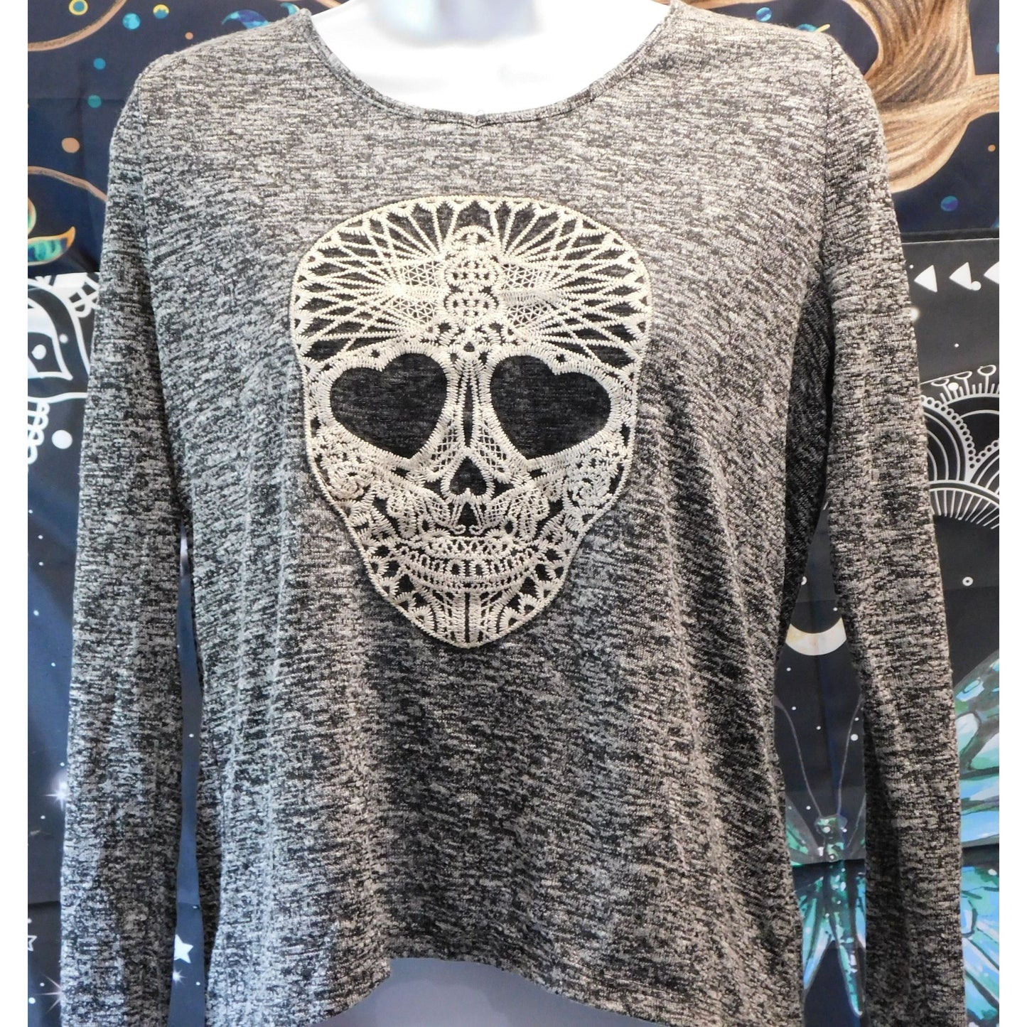Aeropostale Y2K Gothic Skull Long Sleeve Shirt