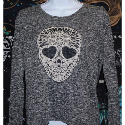 Aeropostale Y2K Gothic Skull Long Sleeve Shirt