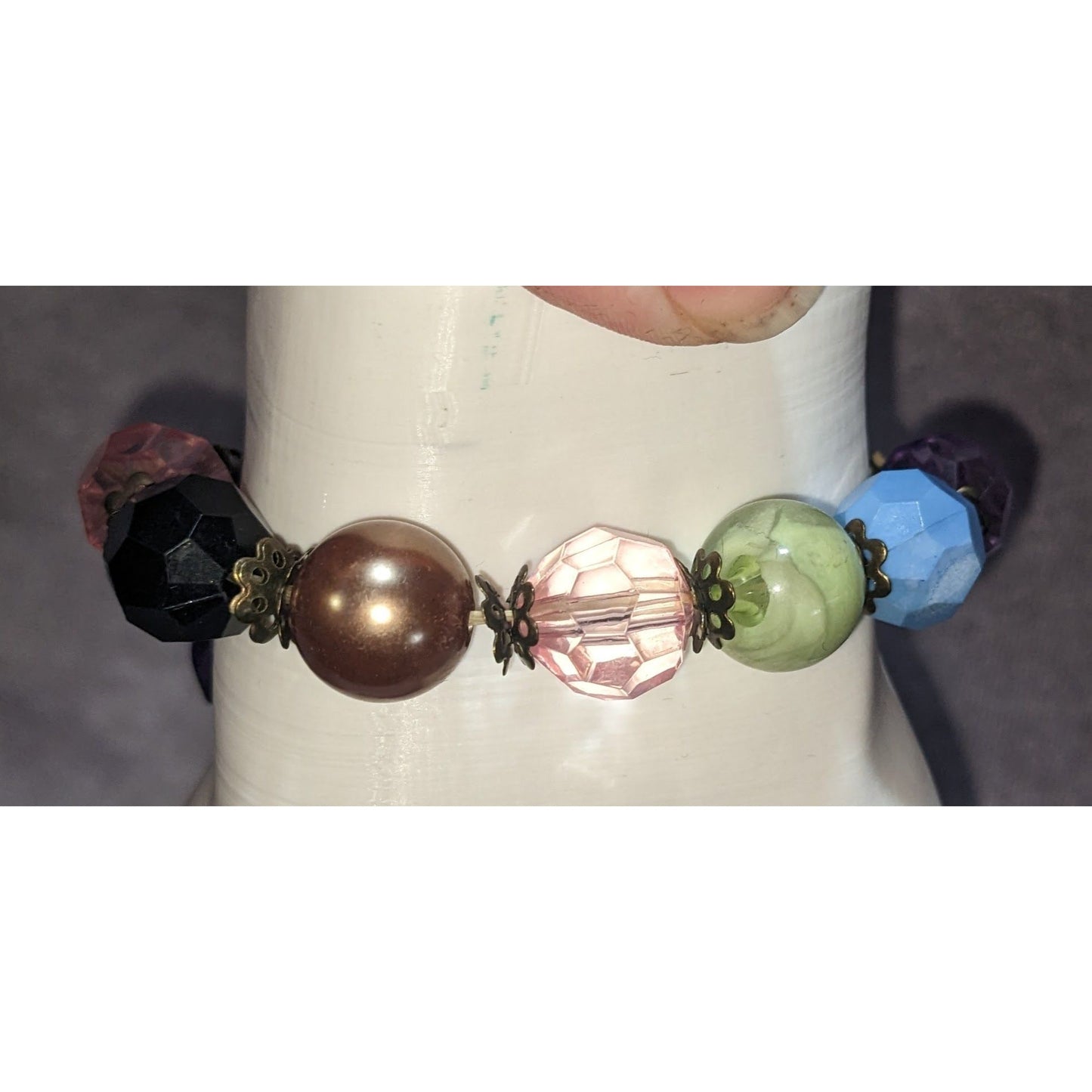Boho Whimsy Tutti Frutti Peacock Heart Charm Beaded Bracelet