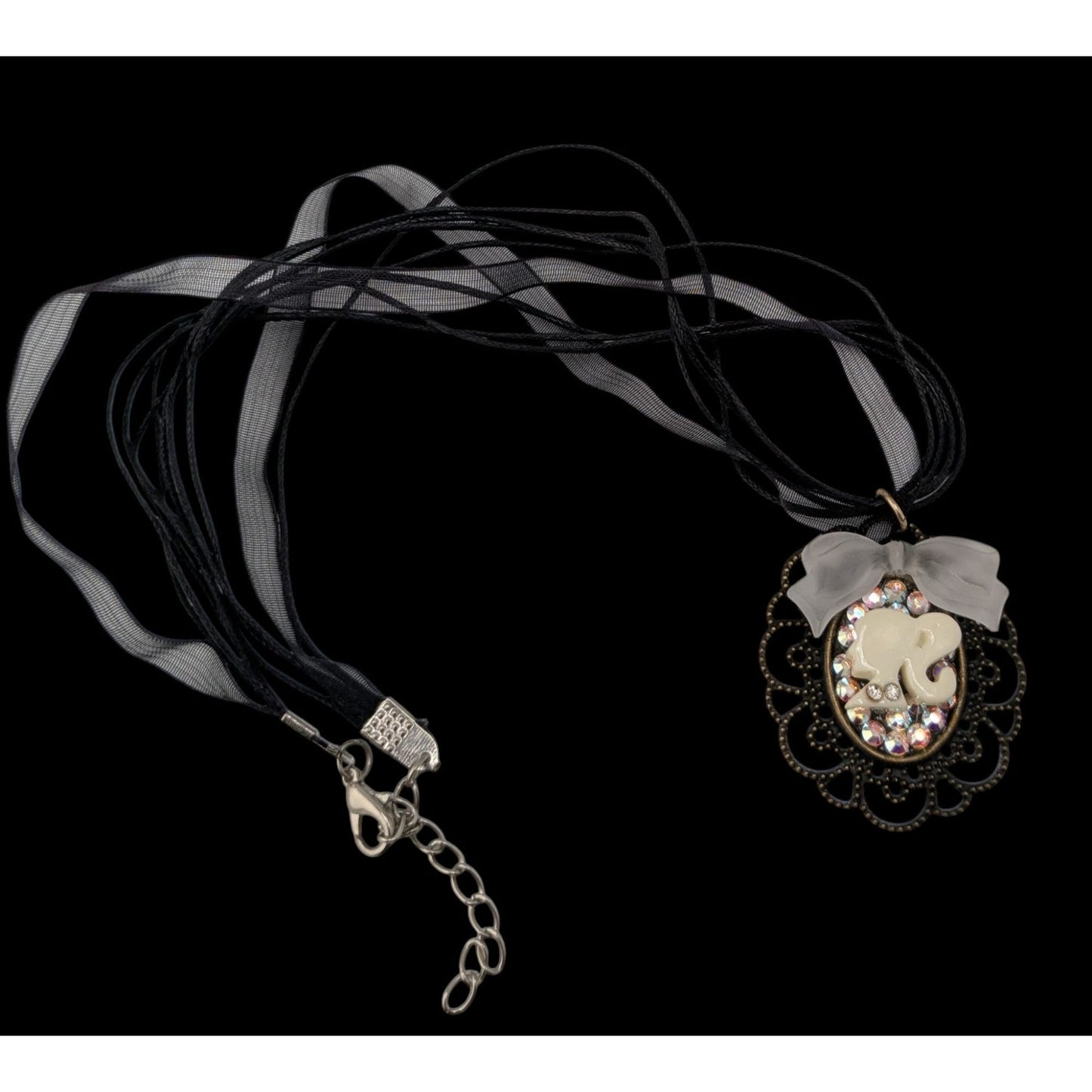 Vintage-Style Coquette Necklace With Doll-Inspired Cameo Pendant Victorian Gothic
