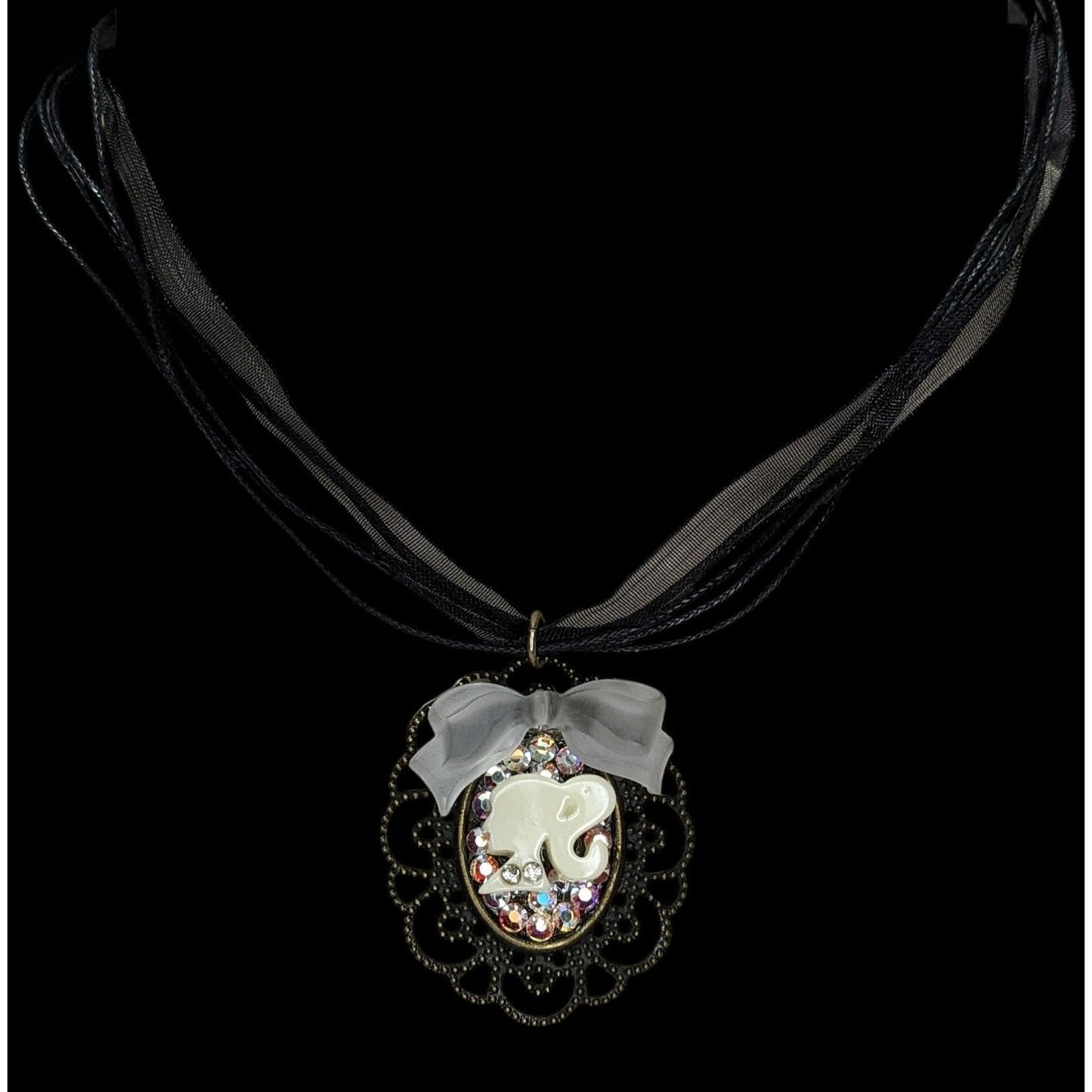 Vintage-Style Coquette Necklace With Doll-Inspired Cameo Pendant Victorian Gothic