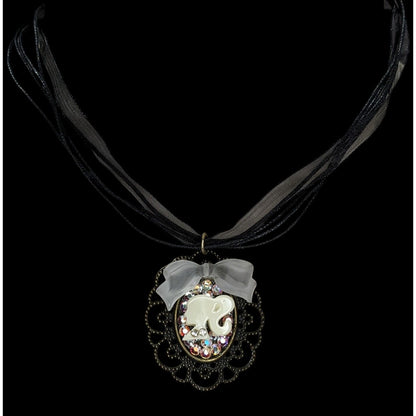 Vintage-Style Coquette Necklace With Doll-Inspired Cameo Pendant Victorian Gothic