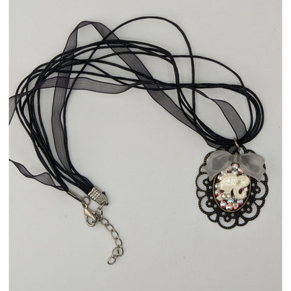 Vintage-Style Coquette Necklace With Doll-Inspired Cameo Pendant Victorian Gothic