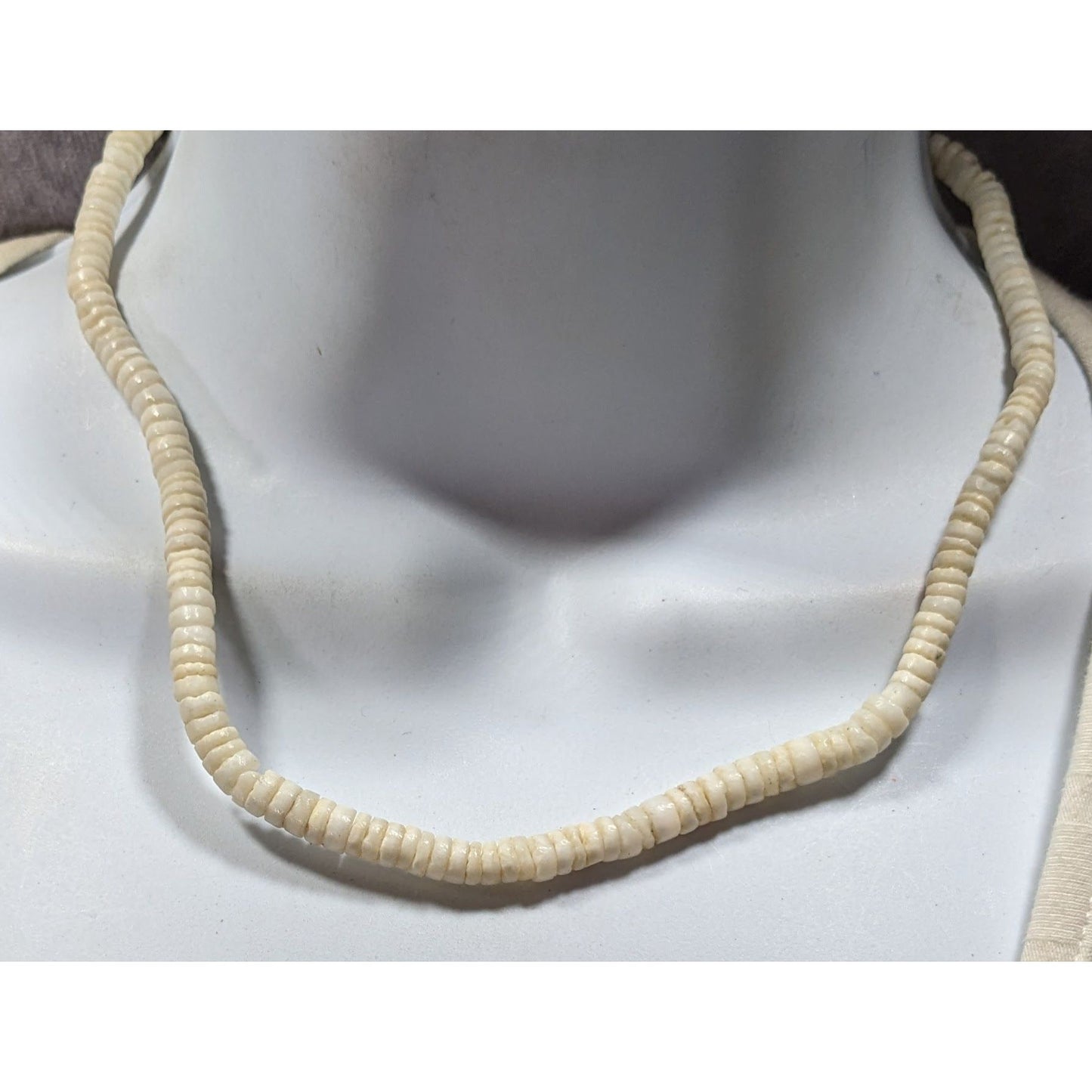 Vintage Beachy White Shell Beaded Heishi Necklace