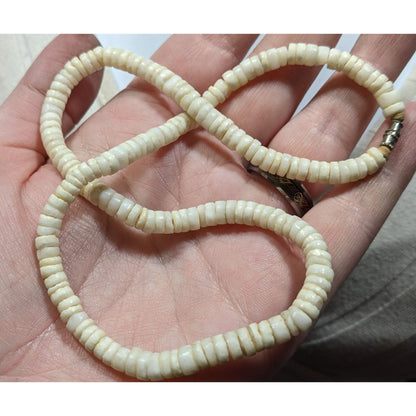 Vintage Beachy White Shell Beaded Heishi Necklace