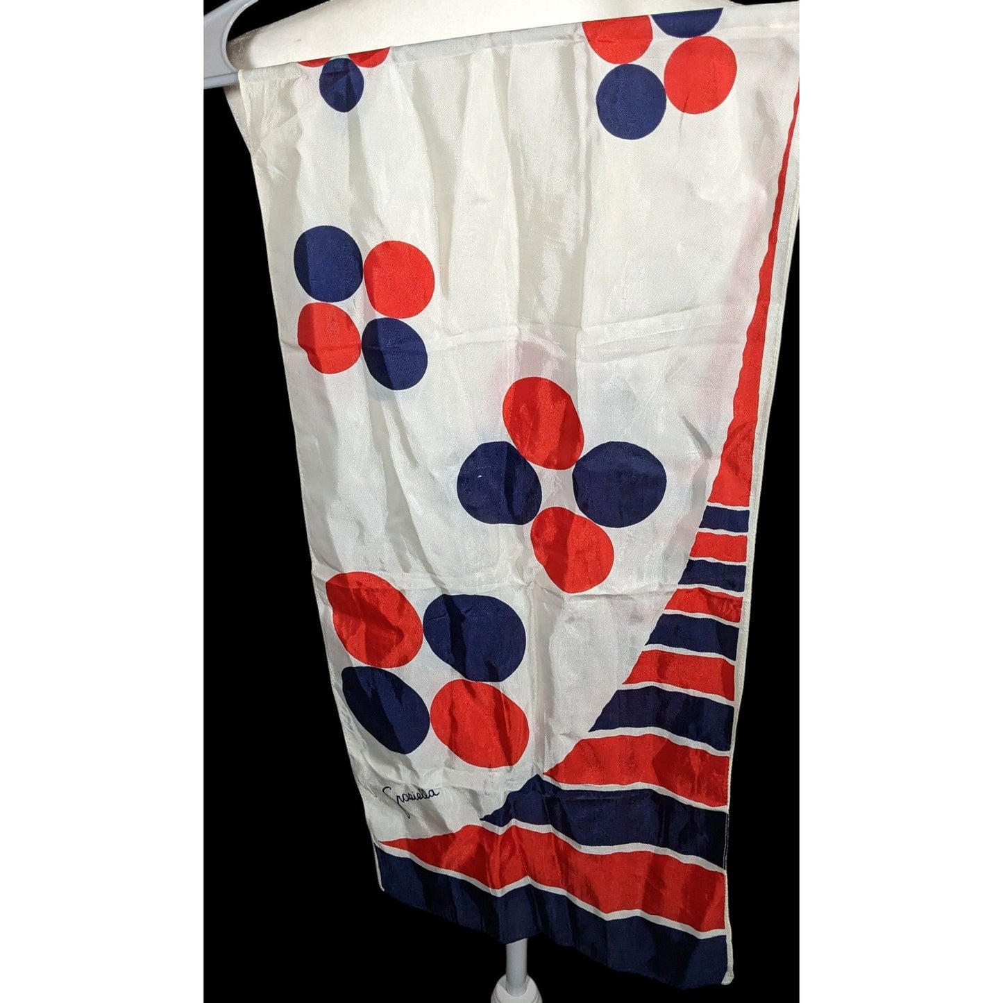 Vintage Graziella Red White And Blue Geometric Scarf