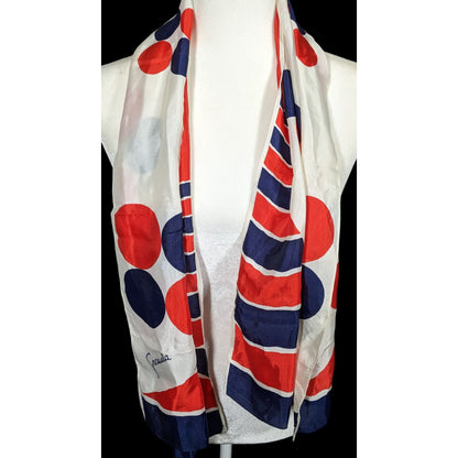 Vintage Graziella Red White And Blue Geometric Scarf