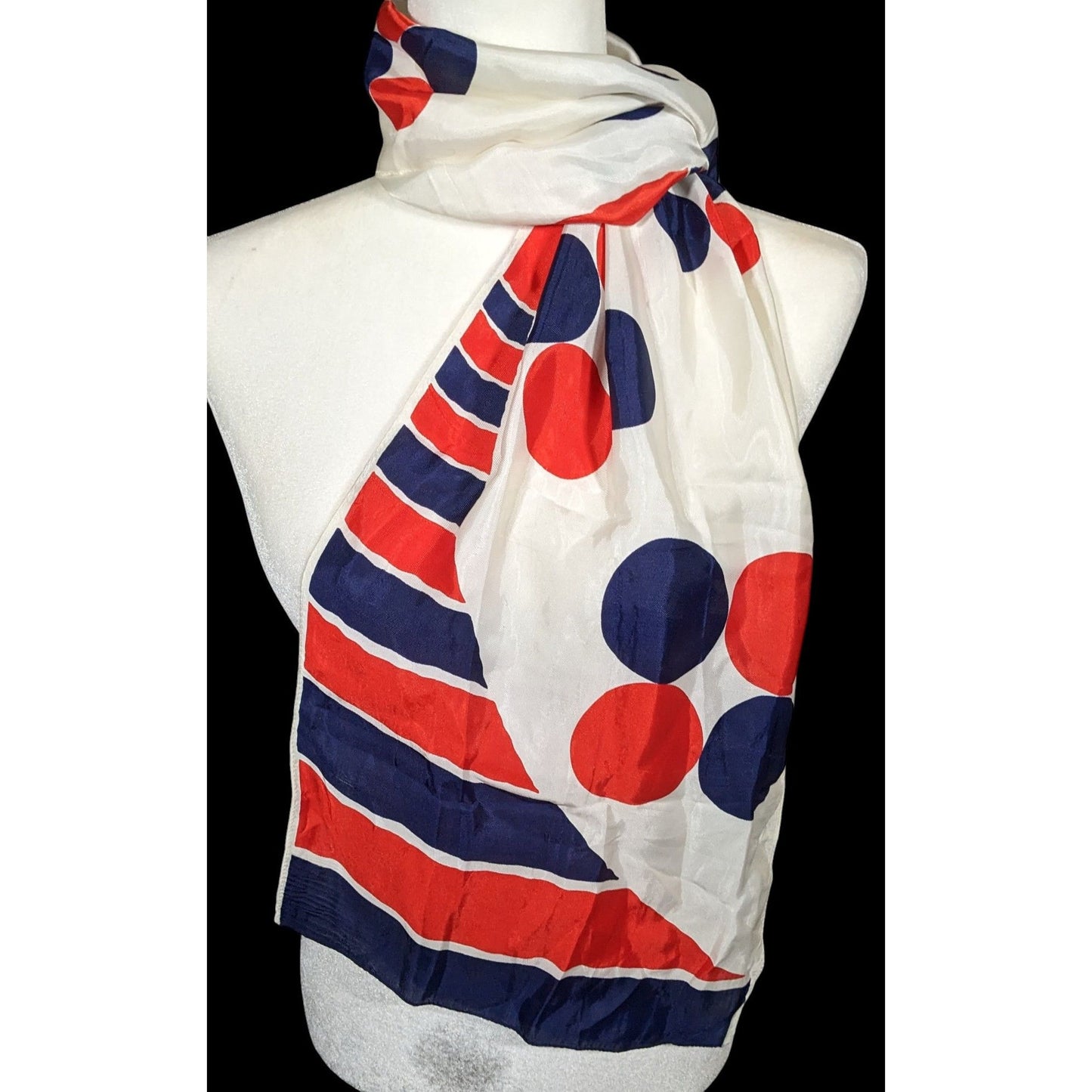 Vintage Graziella Red White And Blue Geometric Scarf