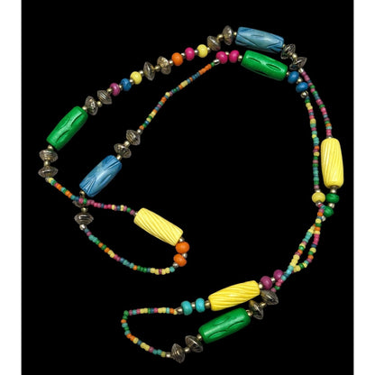 Vintage Retro Rainbow Handmade Beaded Necklace