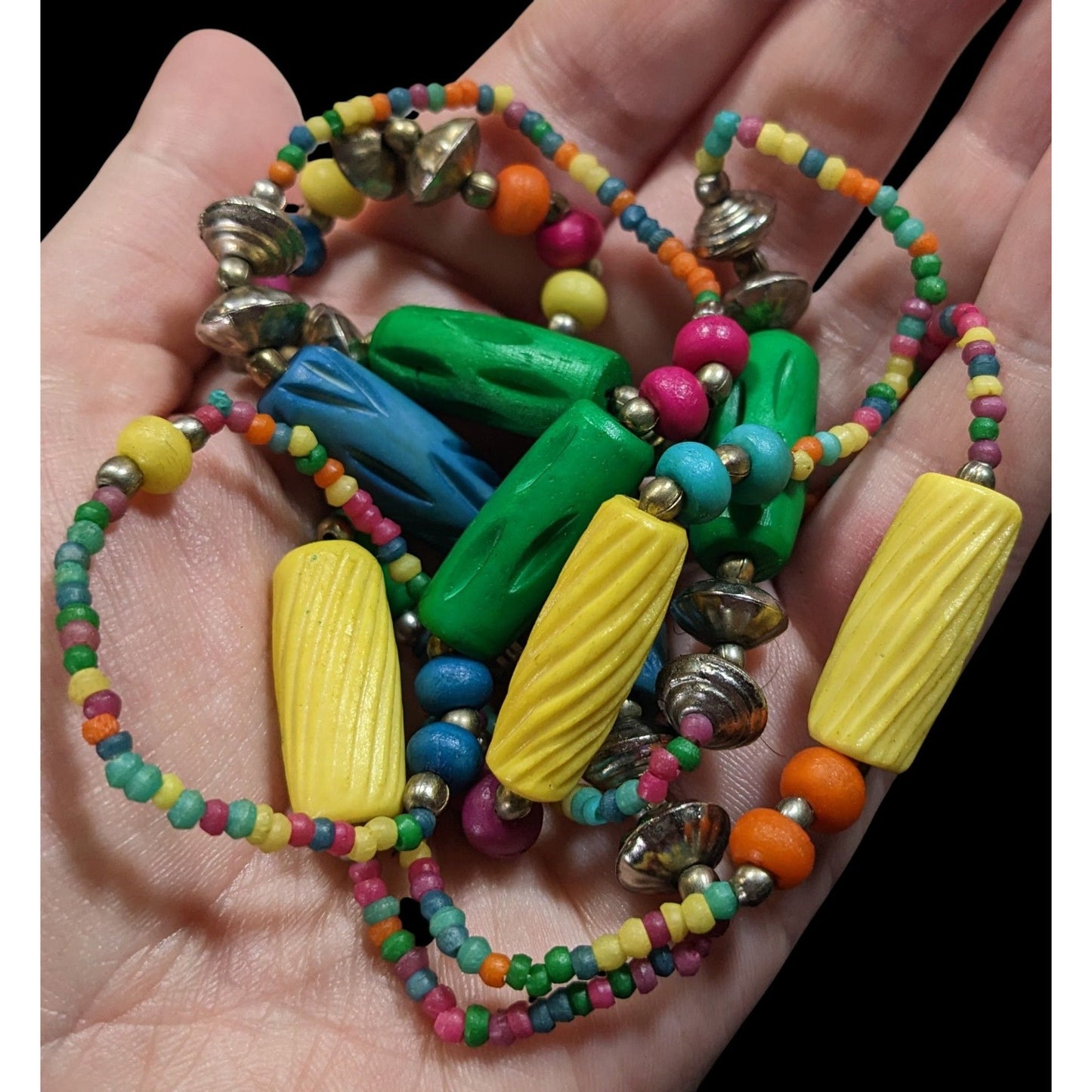 Vintage Retro Rainbow Handmade Beaded Necklace