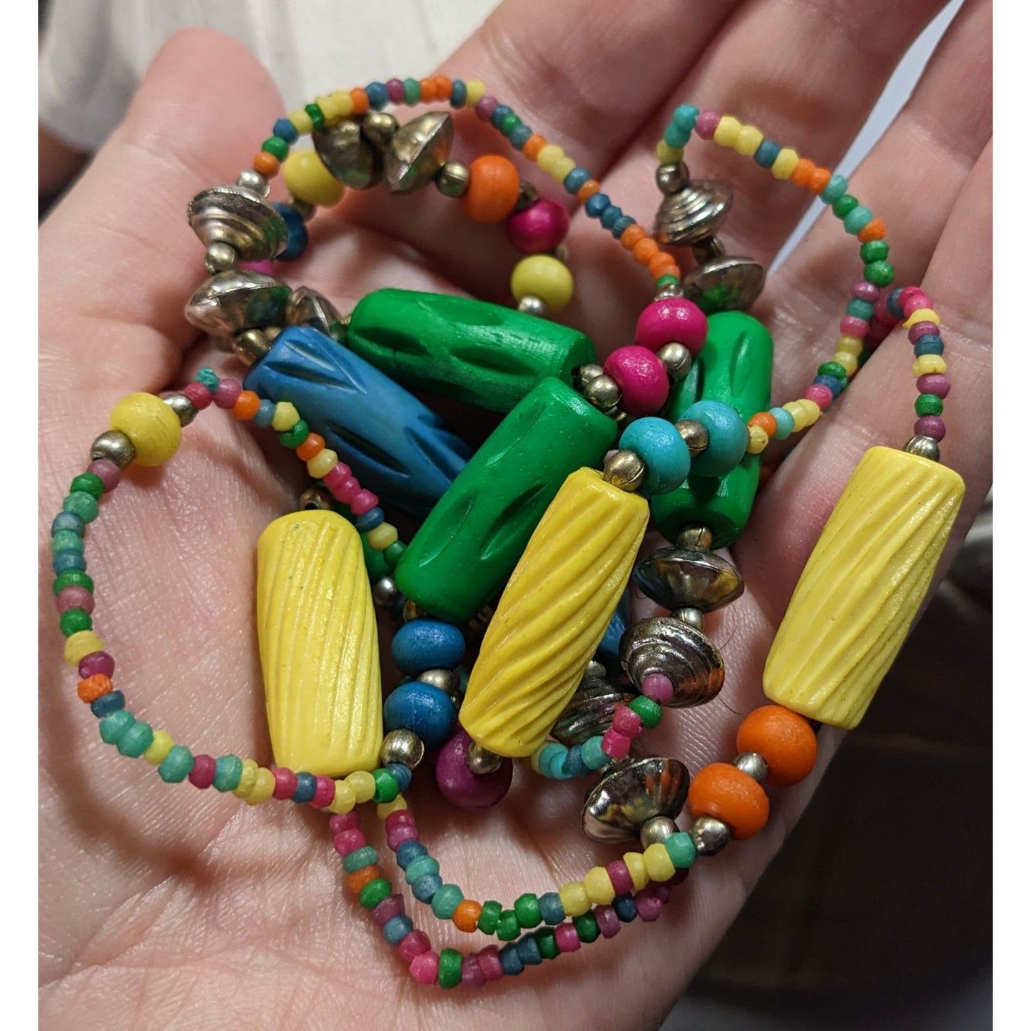 Vintage Retro Rainbow Handmade Beaded Necklace