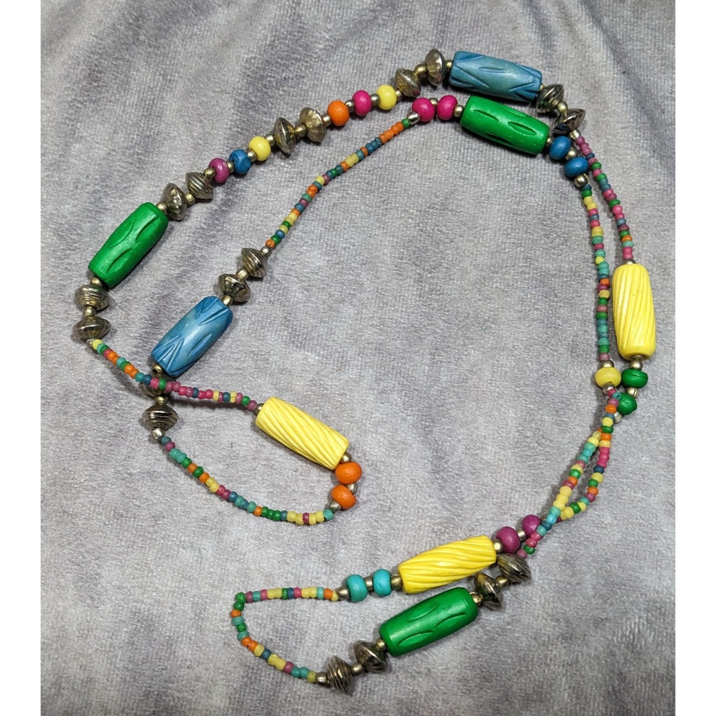 Vintage Retro Rainbow Handmade Beaded Necklace