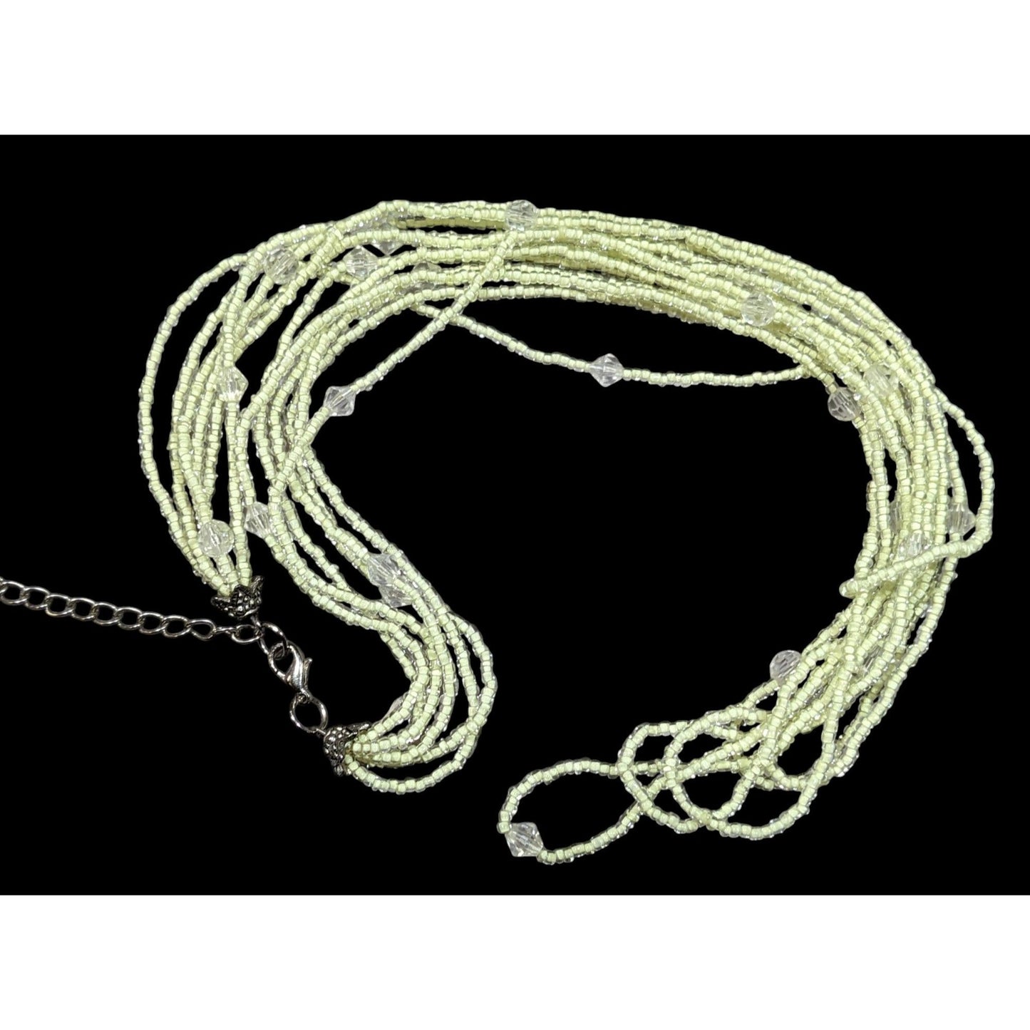 Pastel Yellow Multilayer Glass Beaded Necklace