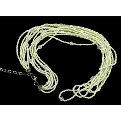 Pastel Yellow Multilayer Glass Beaded Necklace