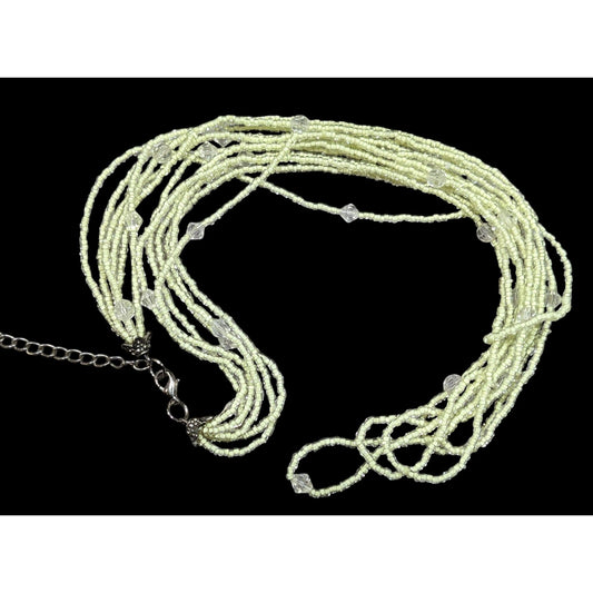 Pastel Yellow Multilayer Glass Beaded Necklace