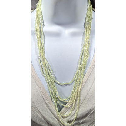Pastel Yellow Multilayer Glass Beaded Necklace