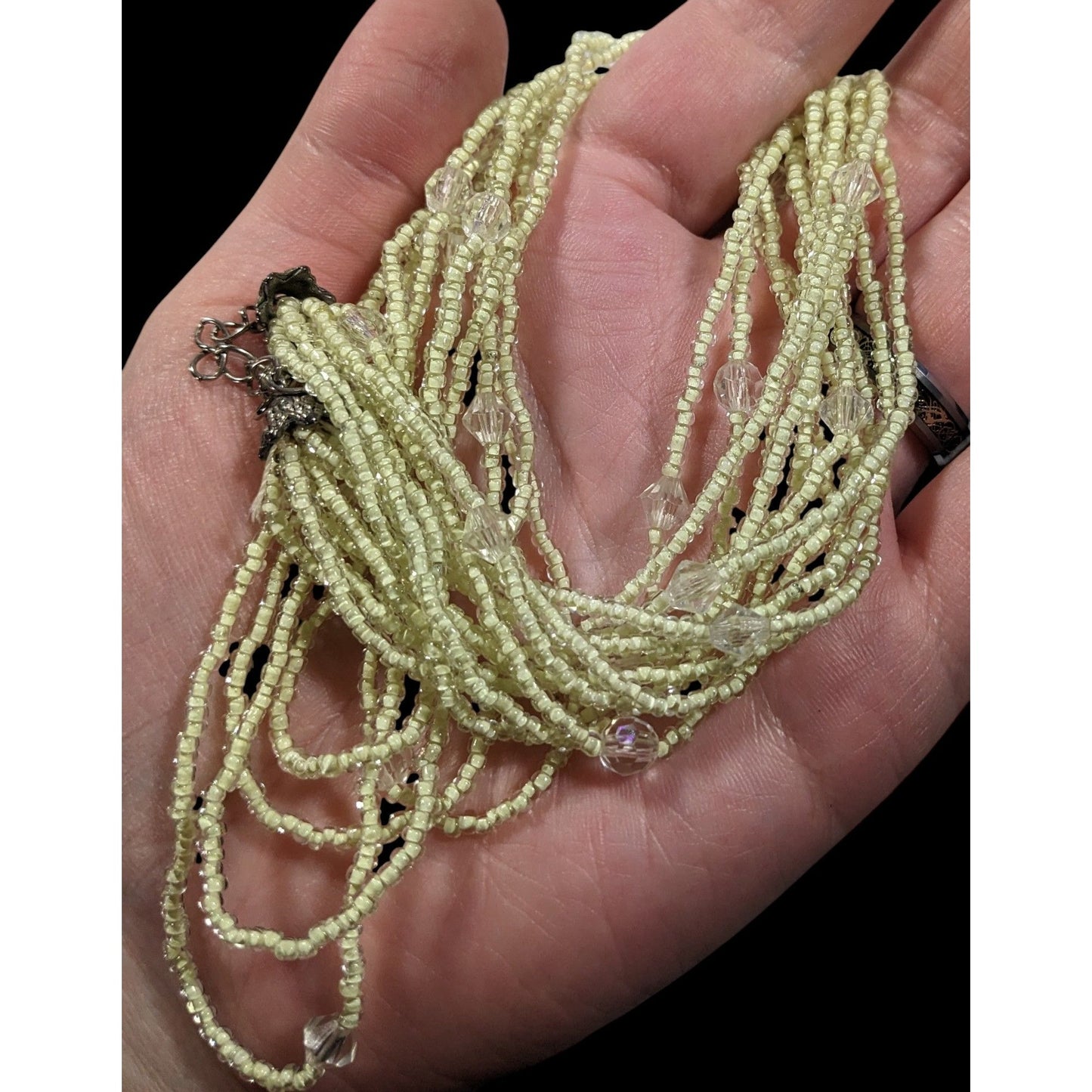 Pastel Yellow Multilayer Glass Beaded Necklace