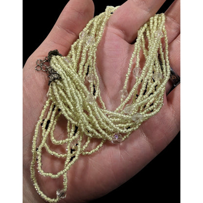 Pastel Yellow Multilayer Glass Beaded Necklace