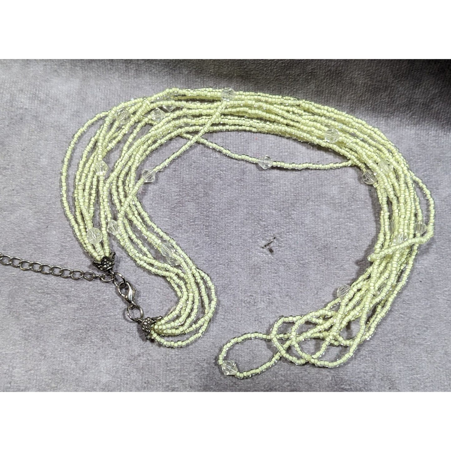 Pastel Yellow Multilayer Glass Beaded Necklace