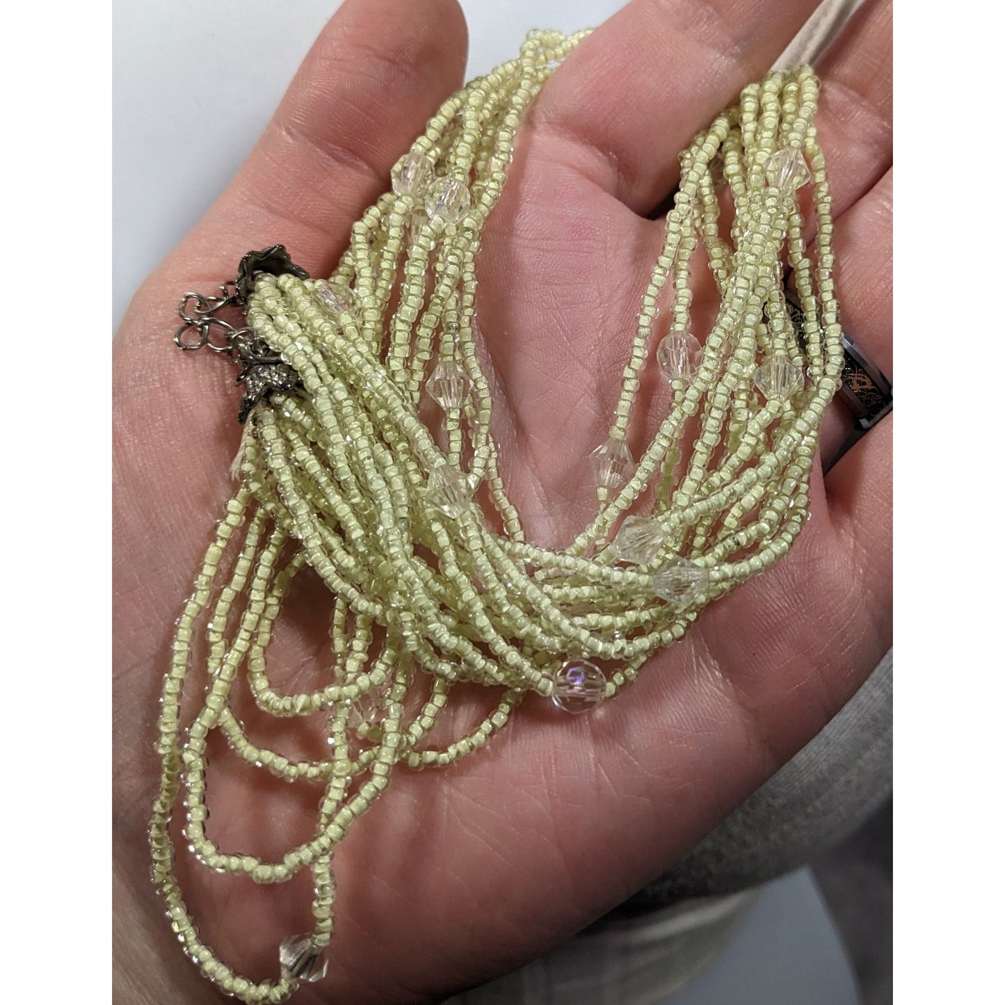 Pastel Yellow Multilayer Glass Beaded Necklace