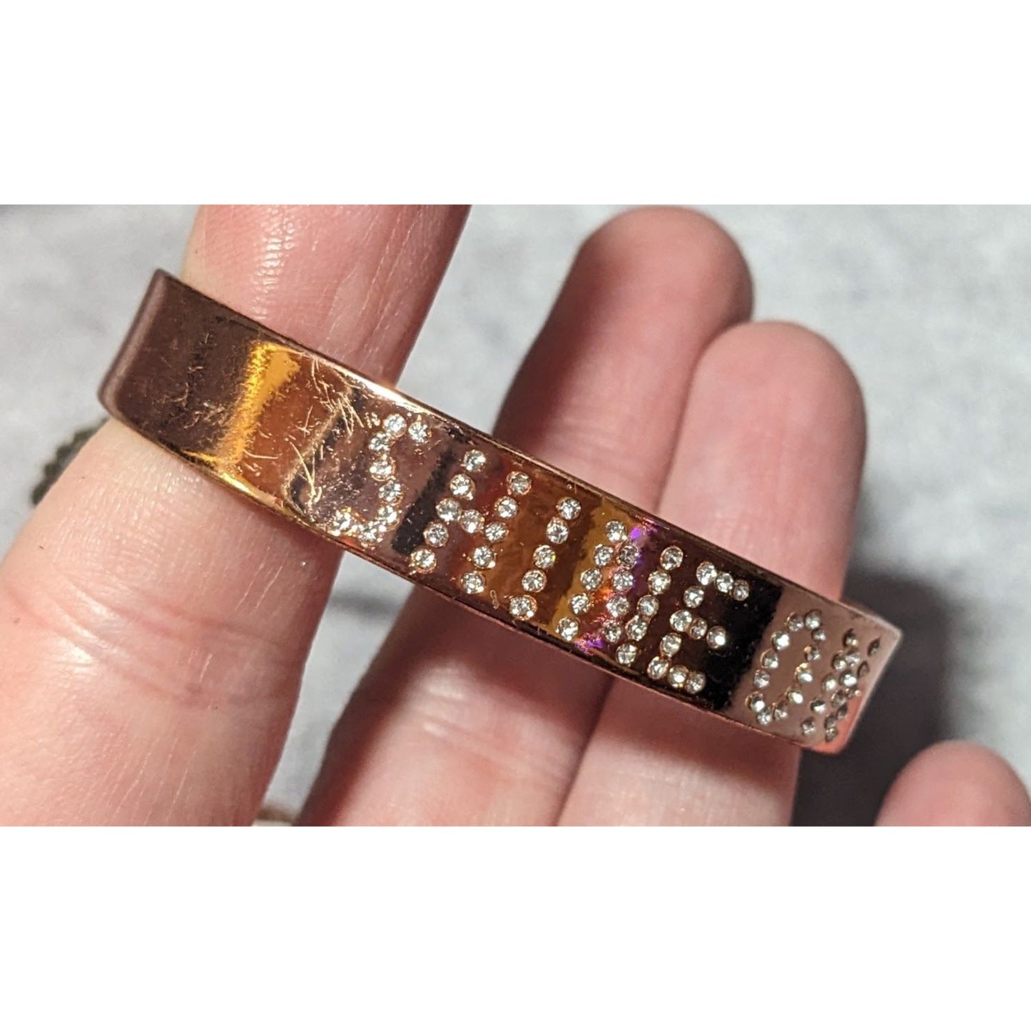 AEO Copper Tone Shine On Rhinestone Cuff Bracelet