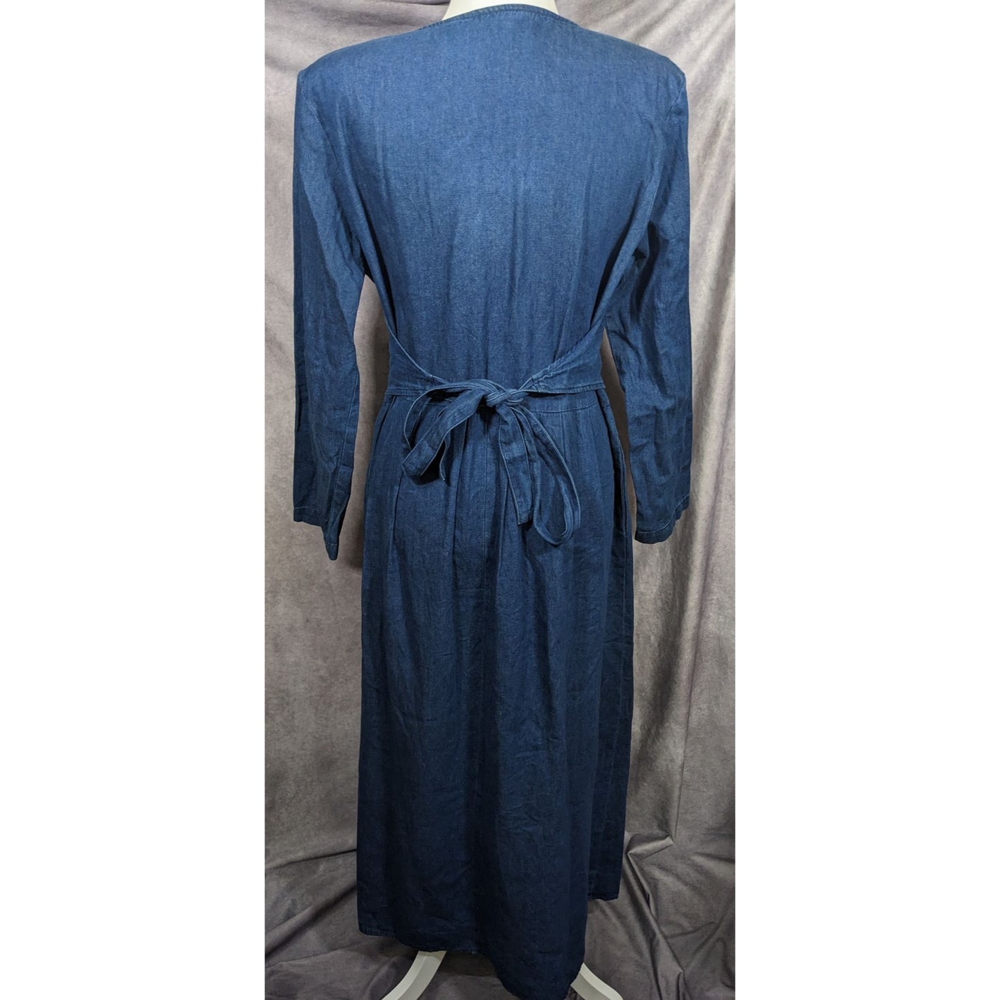 Vintage 90s Carol Anderson Denim Maxi Dress With Attached Vest