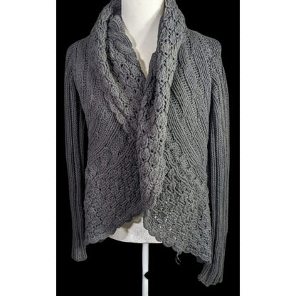 Gothic Floral Willi Smith Black Open-Knit Cardigan Sweater