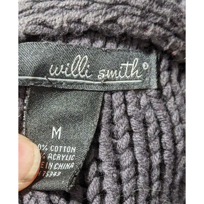Gothic Floral Willi Smith Black Open-Knit Cardigan Sweater