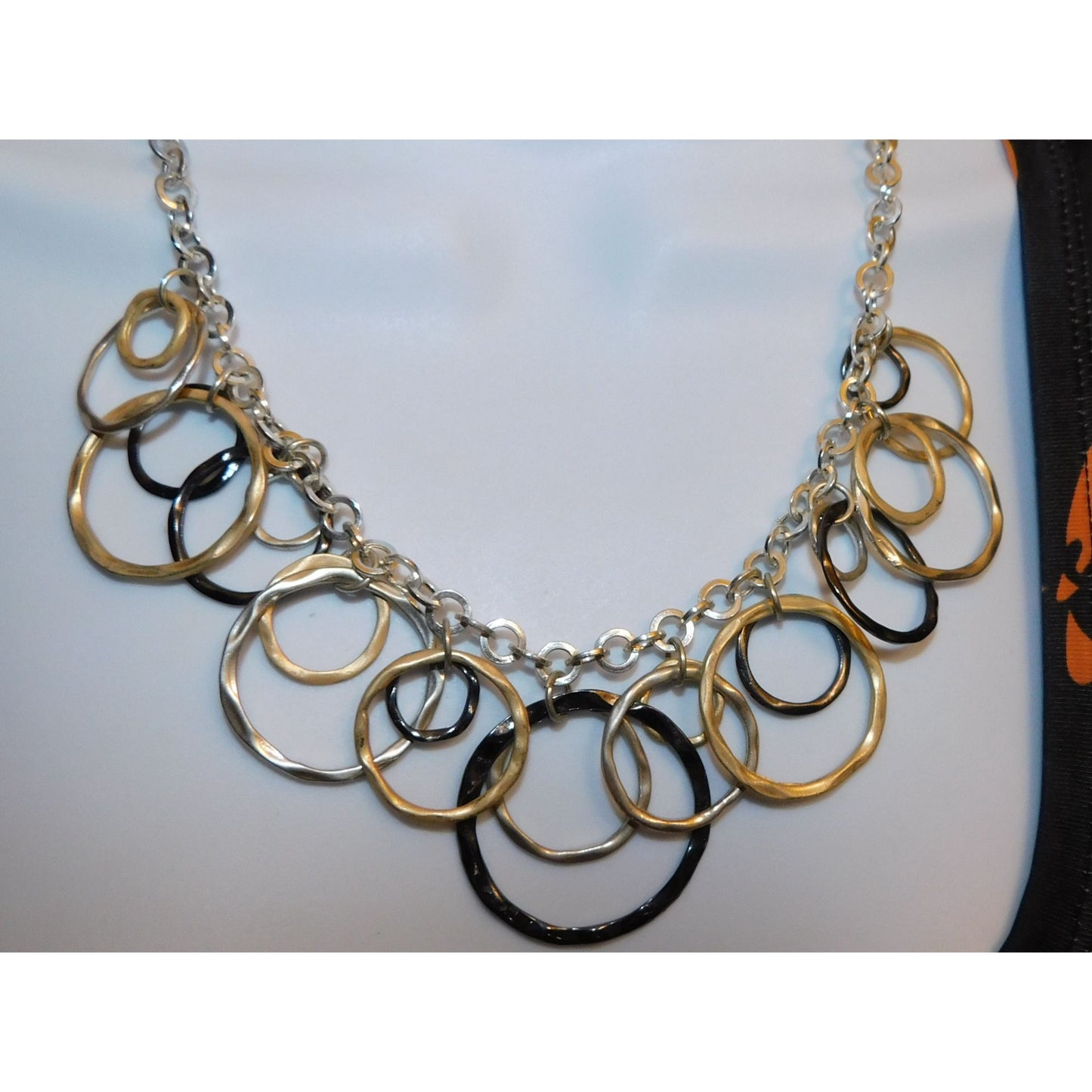 Geometric Multi Metallic Open Ring Charm Necklace