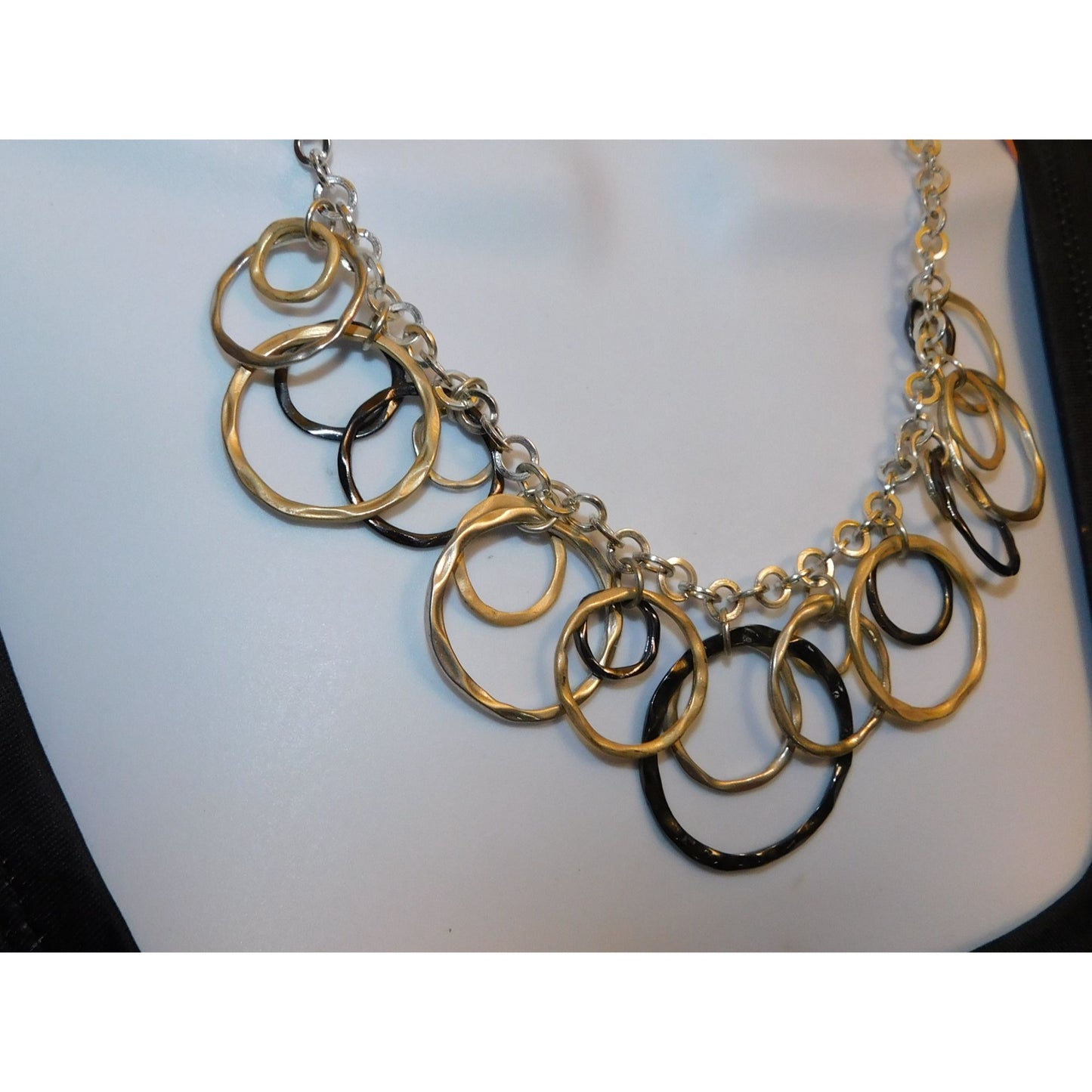 Geometric Multi Metallic Open Ring Charm Necklace