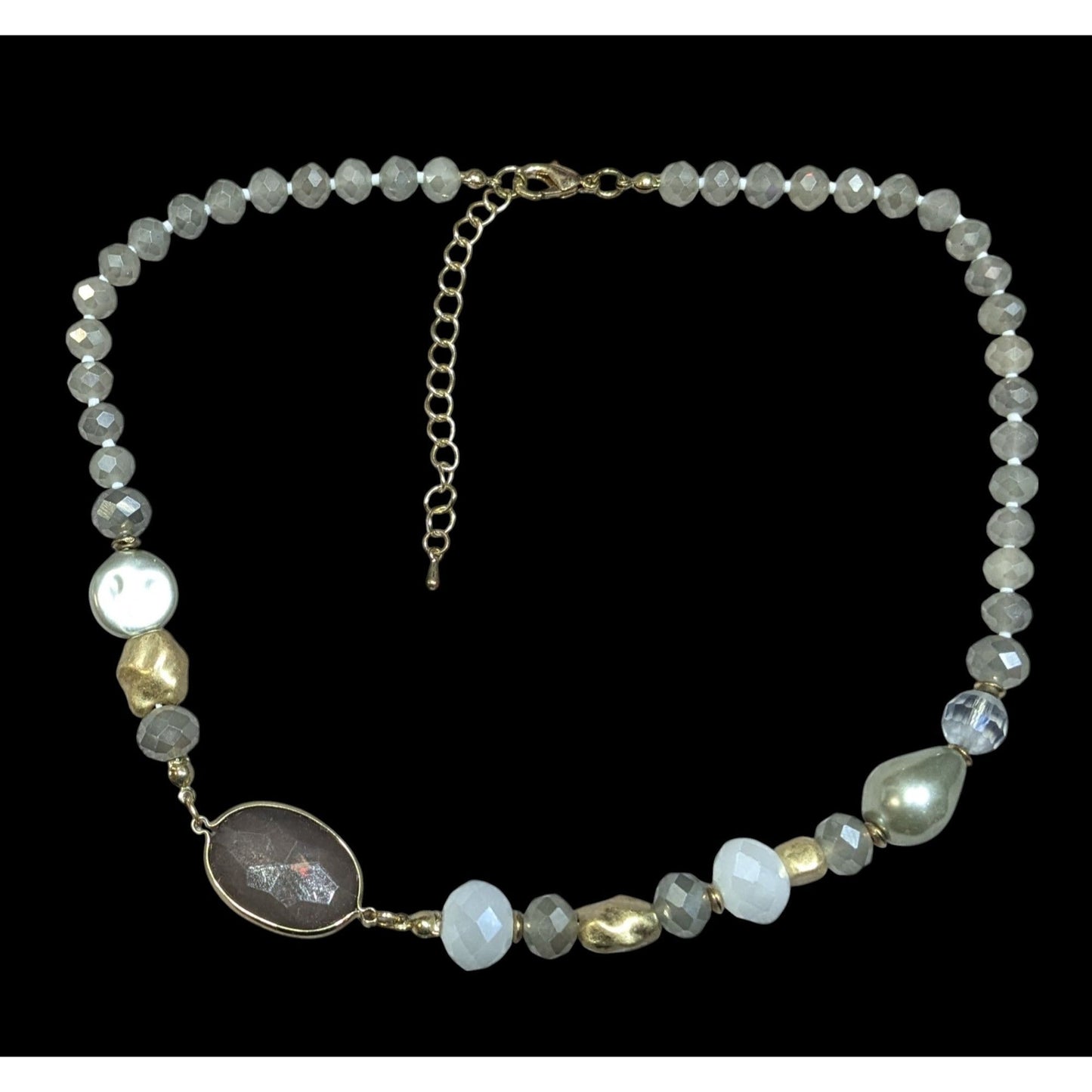 Bohemian Glam Asymmetrical Glass And Metal Beaded Necklace