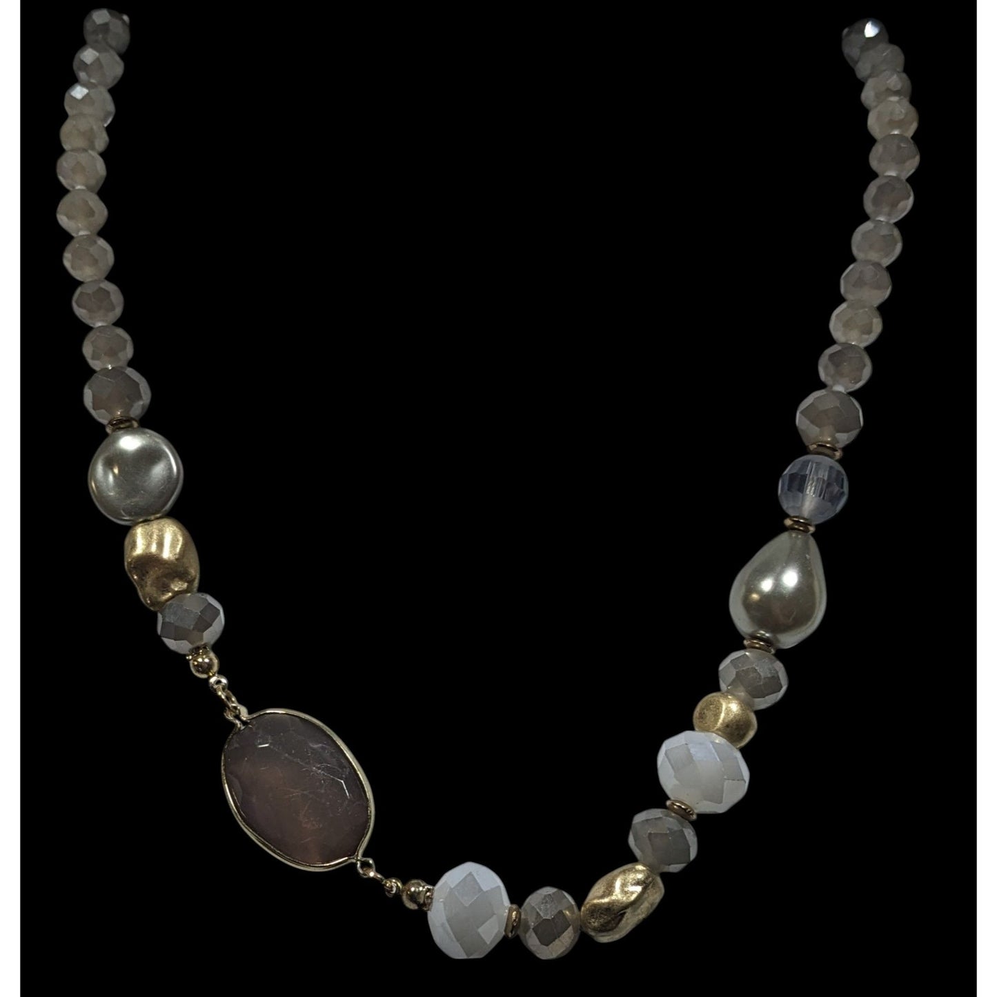 Bohemian Glam Asymmetrical Glass And Metal Beaded Necklace