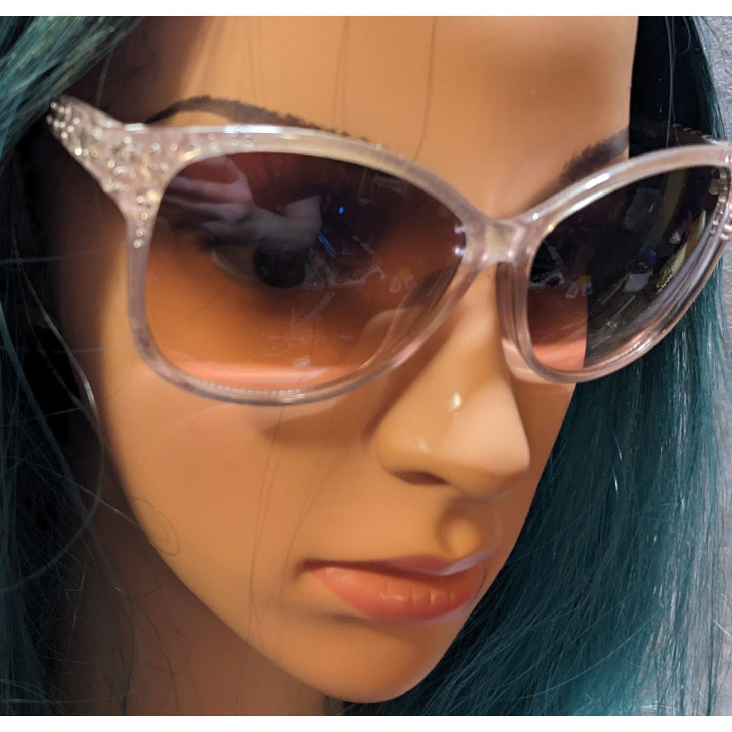 Foster Grant Pastel Pink And Silver Rhinestone Sunglasses