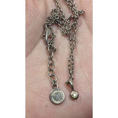 Roberta Chiarella Minimalist Silver Tone Rhinestone Pendant Necklace
