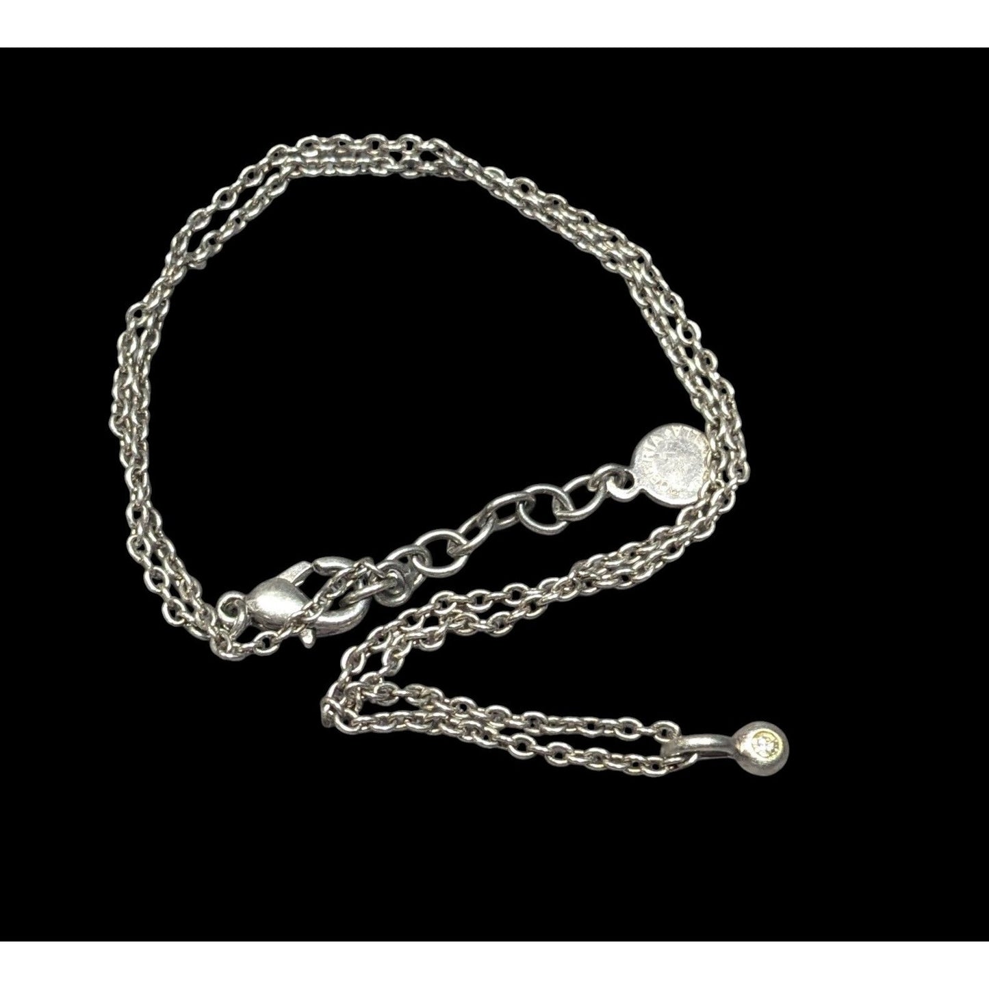 Roberta Chiarella Minimalist Silver Tone Rhinestone Pendant Necklace