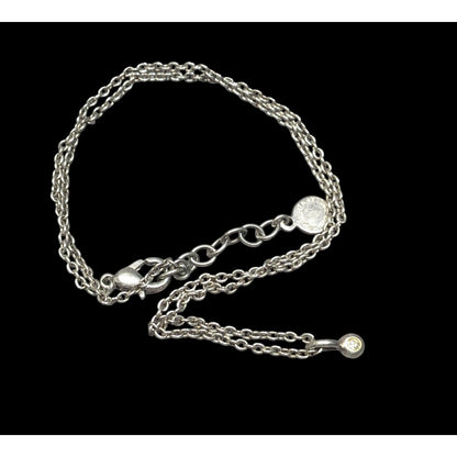 Roberta Chiarella Minimalist Silver Tone Rhinestone Pendant Necklace