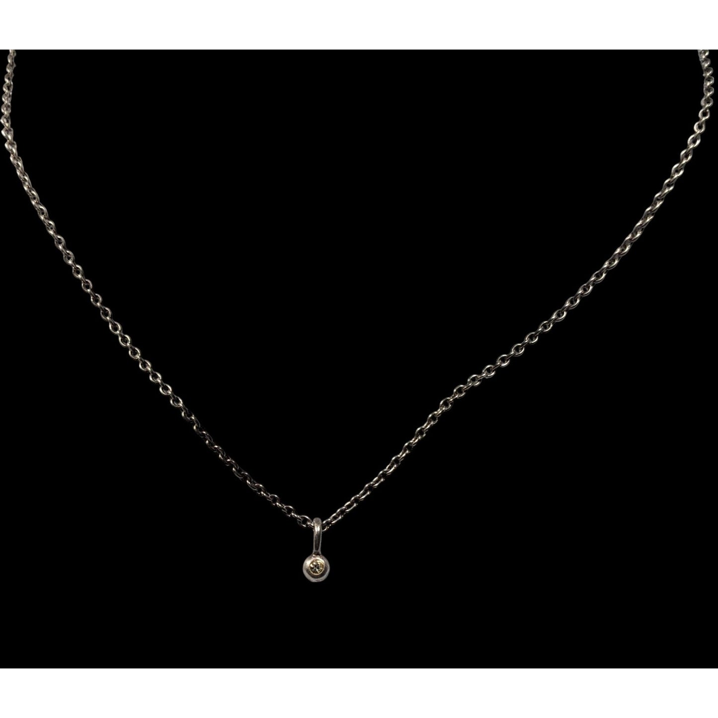 Roberta Chiarella Minimalist Silver Tone Rhinestone Pendant Necklace