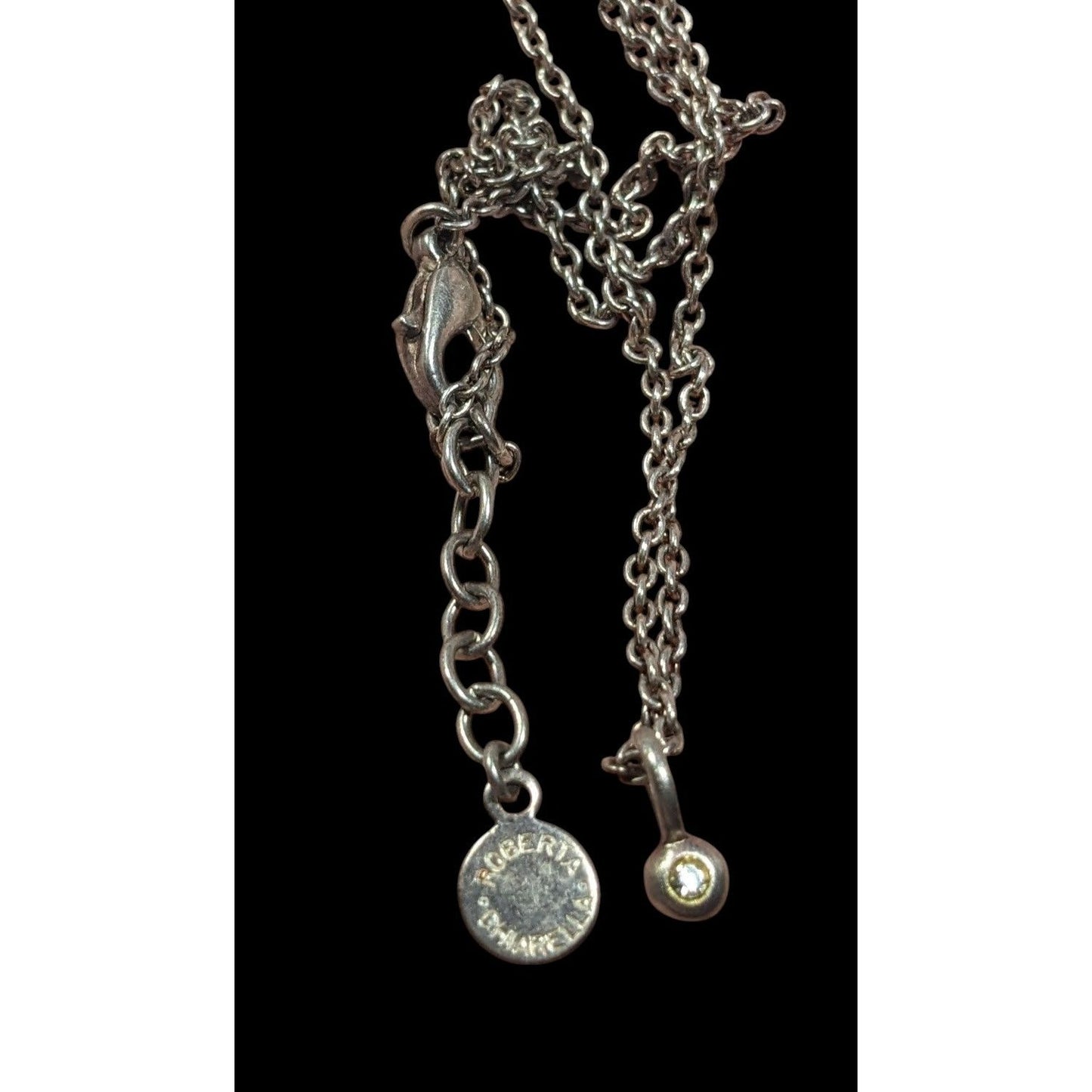 Roberta Chiarella Minimalist Silver Tone Rhinestone Pendant Necklace