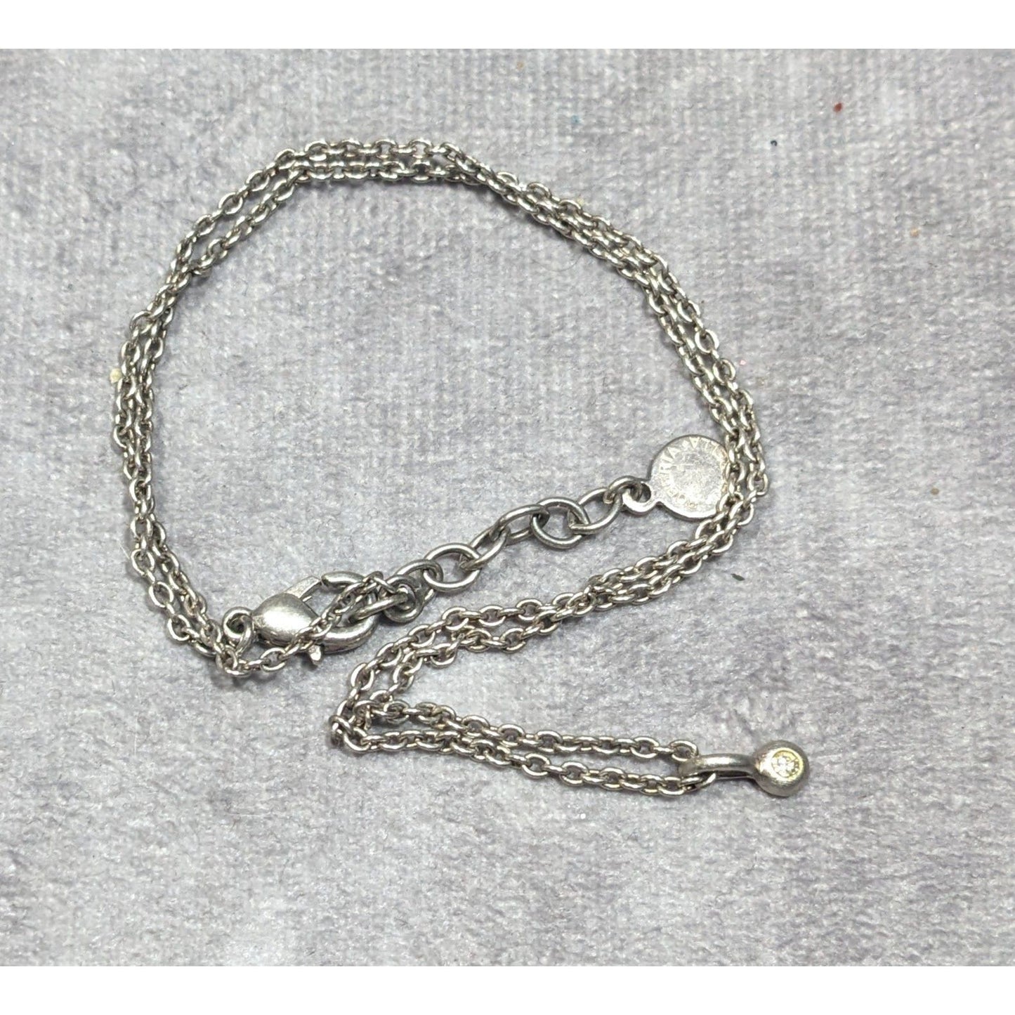 Roberta Chiarella Minimalist Silver Tone Rhinestone Pendant Necklace