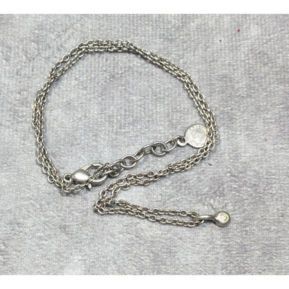 Roberta Chiarella Minimalist Silver Tone Rhinestone Pendant Necklace