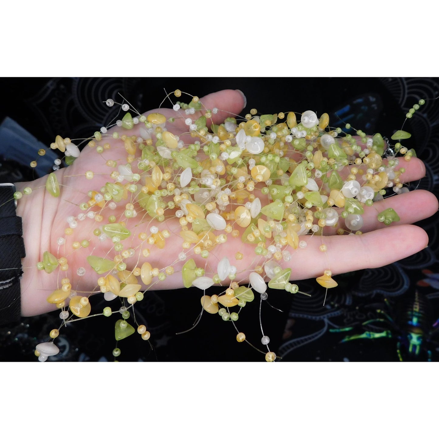 Abstract Fantasy Floral Fairy Yellow Necklace