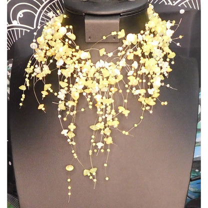 Abstract Fantasy Floral Fairy Yellow Necklace