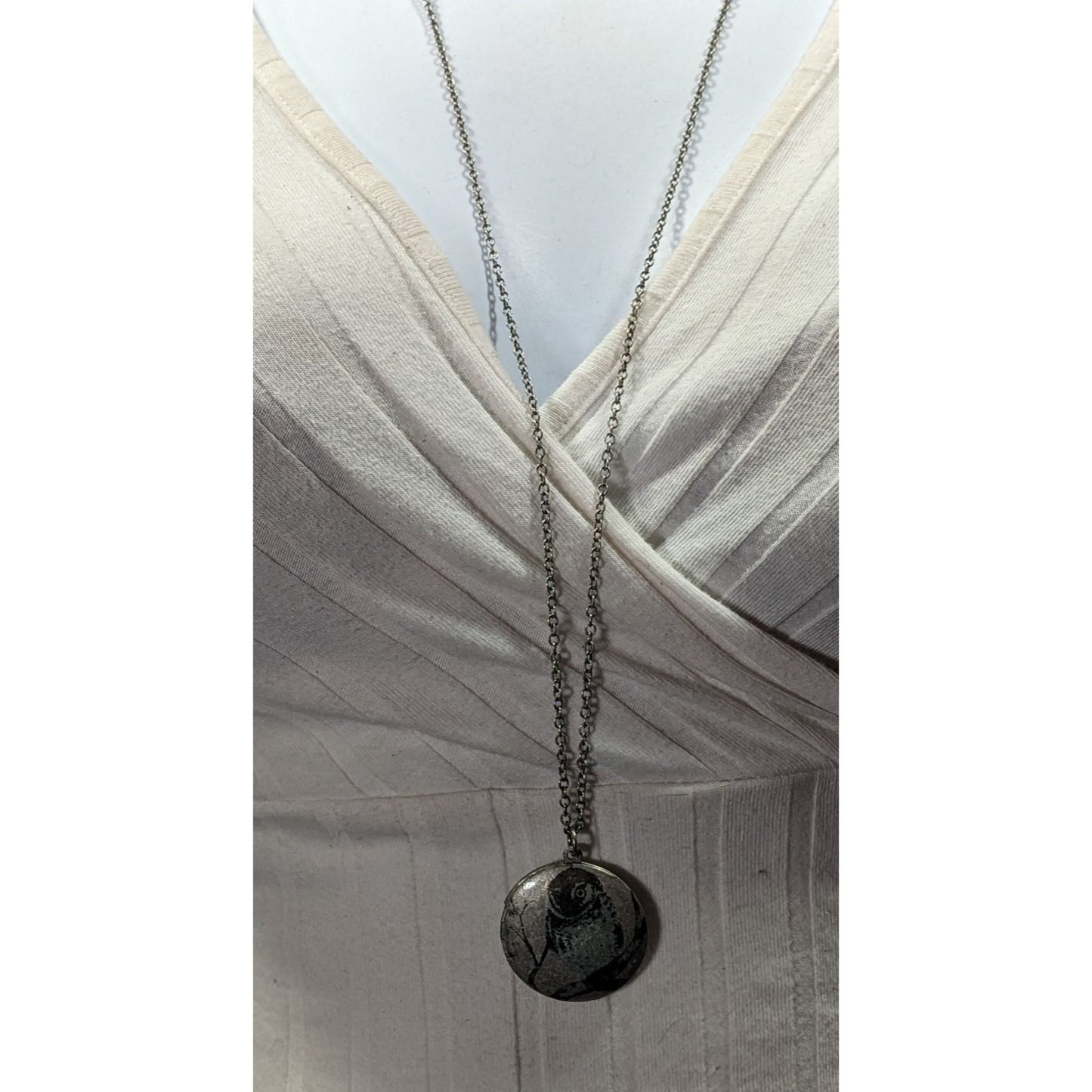 Nature Themed Owl Front Silver Tone Locket Necklace