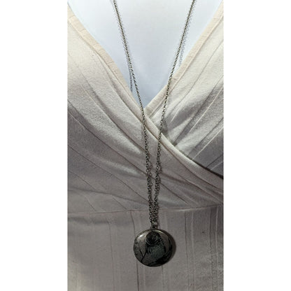 Nature Themed Owl Front Silver Tone Locket Necklace