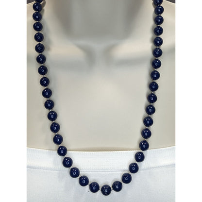 Vintage Beaded Necklace Navy Blue Retro Secretary Classic Midcentury Jewelry