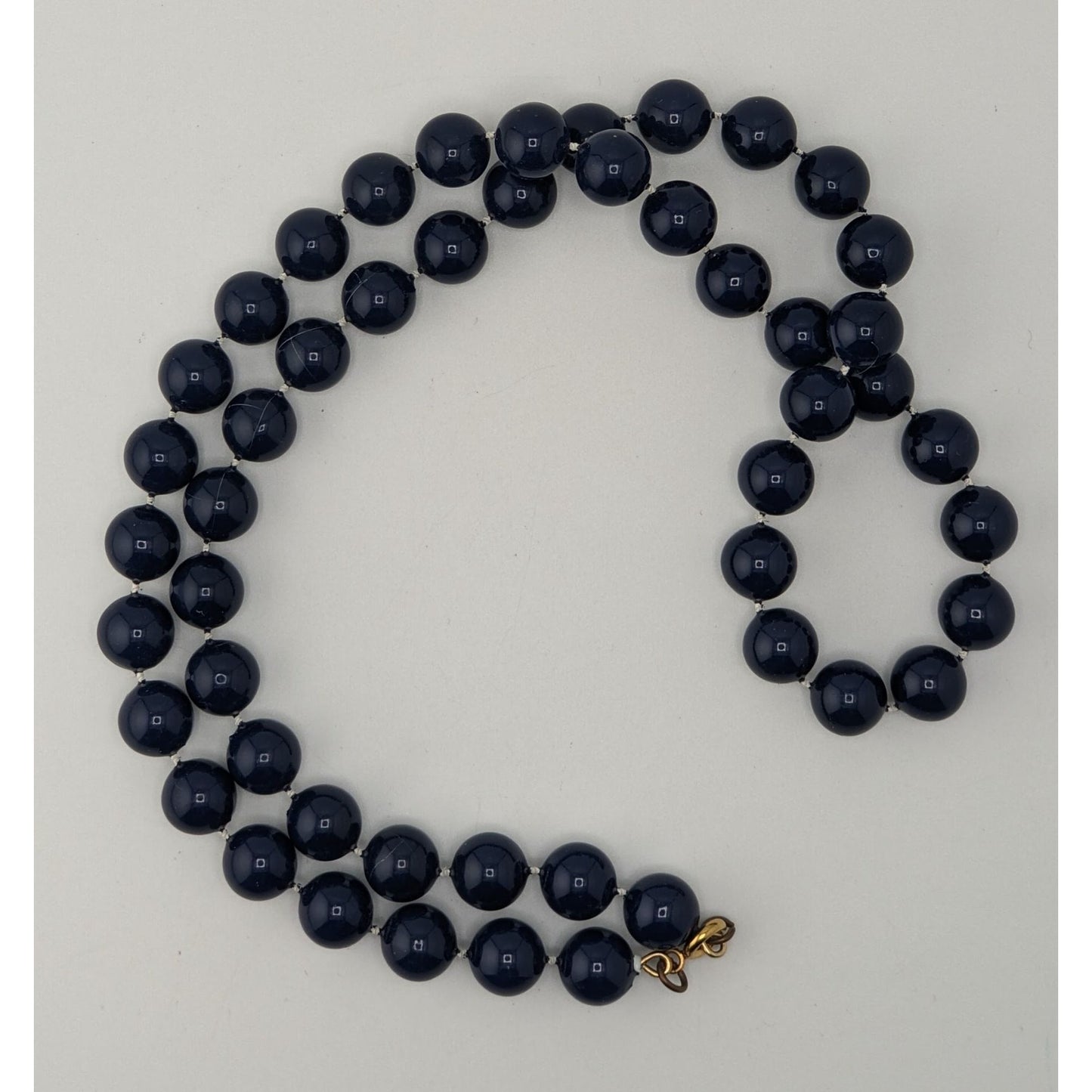 Vintage Beaded Necklace Navy Blue Retro Secretary Classic Midcentury Jewelry