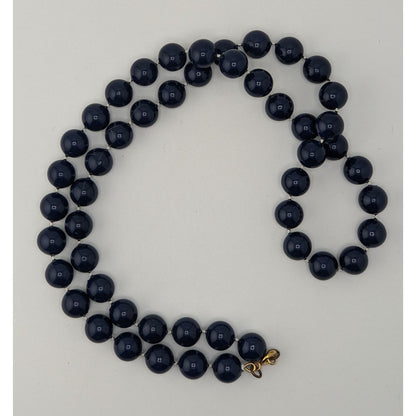 Vintage Beaded Necklace Navy Blue Retro Secretary Classic Midcentury Jewelry