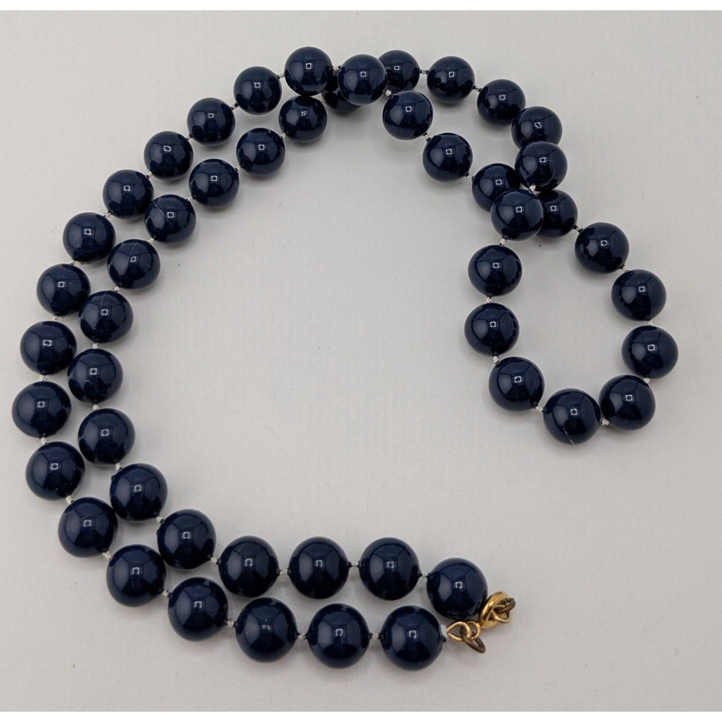 Vintage Beaded Necklace Navy Blue Retro Secretary Classic Midcentury Jewelry