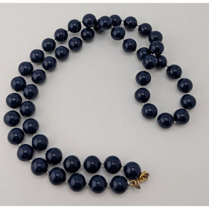 Vintage Beaded Necklace Navy Blue Retro Secretary Classic Midcentury Jewelry
